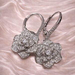 Rose Floral Diamond Crystal Earrings